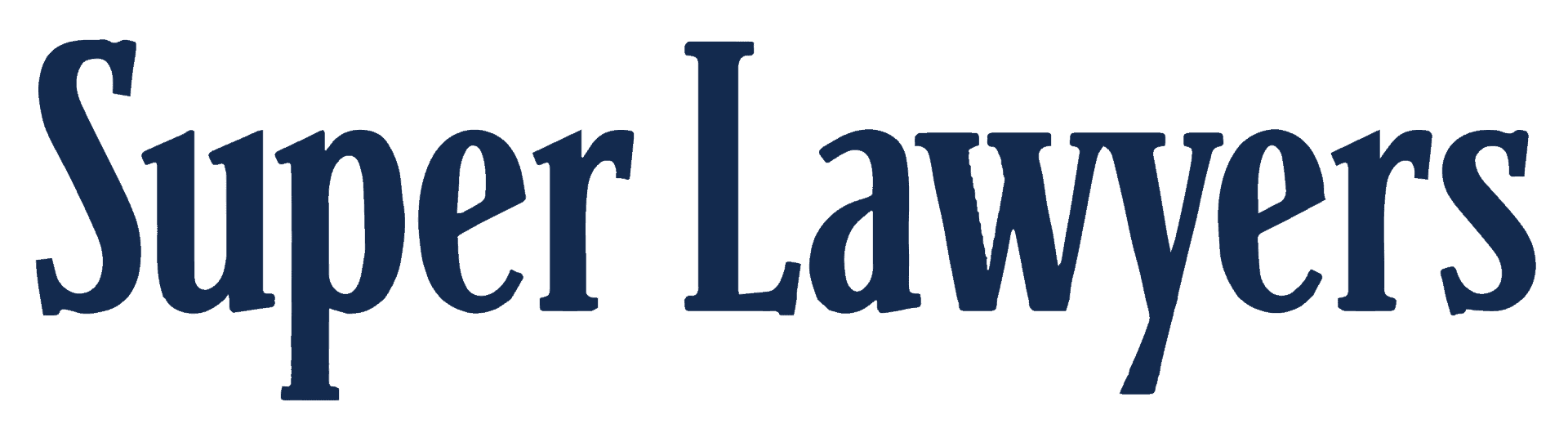 Dark blue "Super Lawyers" logo on a transparent background.